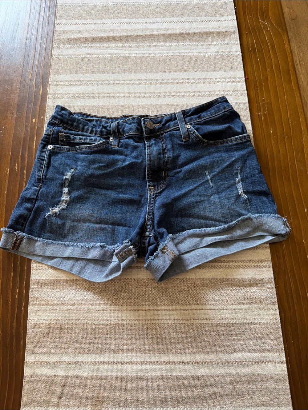 Just Black Dark Blue Distressed Cuffed Jean Shorts